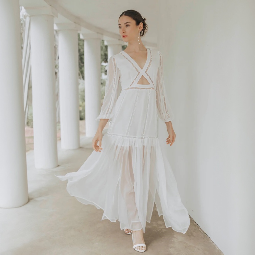 HILTON CUT-OUT DRESS - OFF WHITE